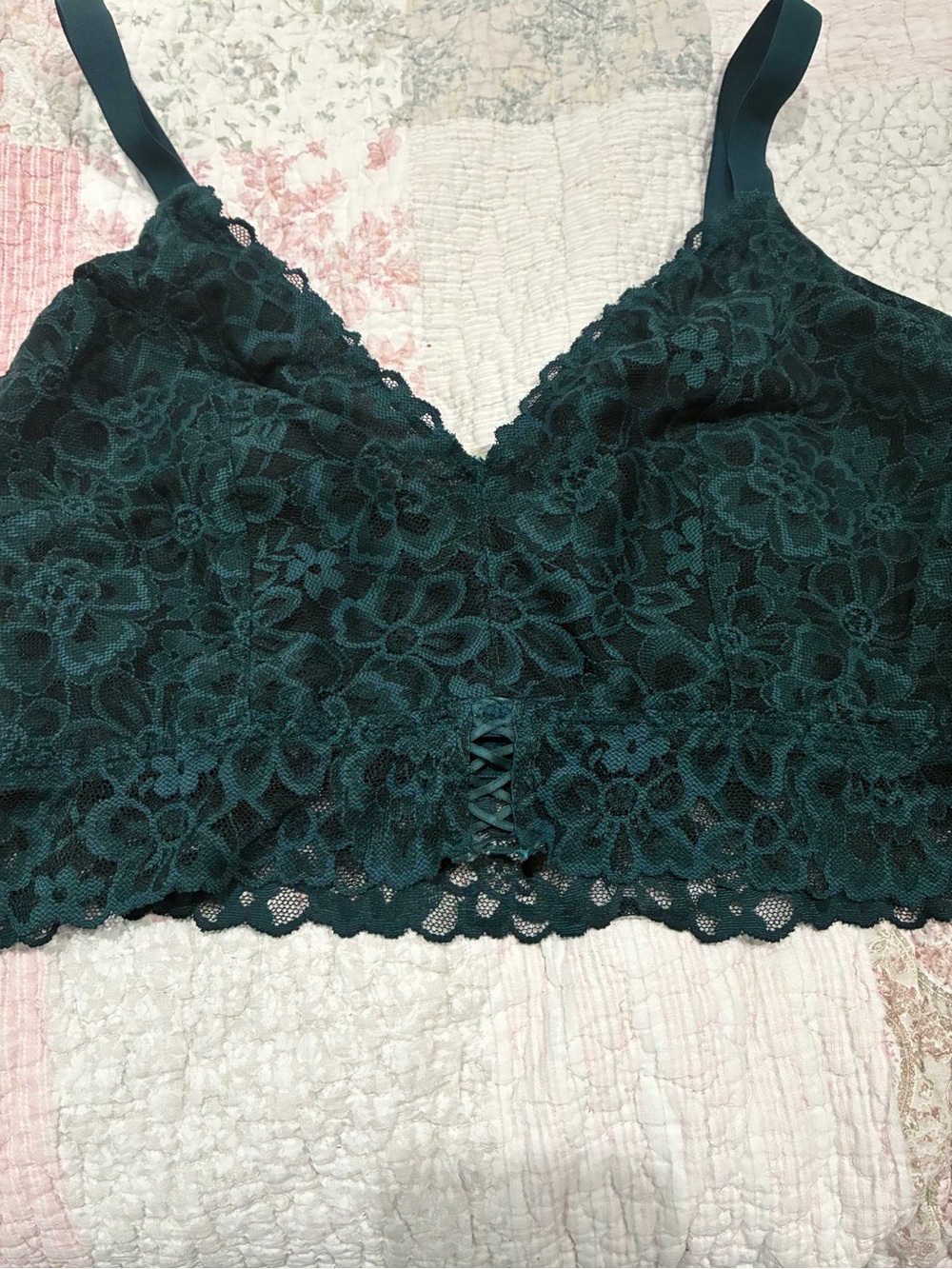 Victoria's Secret Dark Teal Floral Lace Bralette